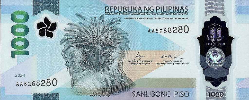 Philippines AA start prefix 1000 piso 2024 polymer B1108d UNC