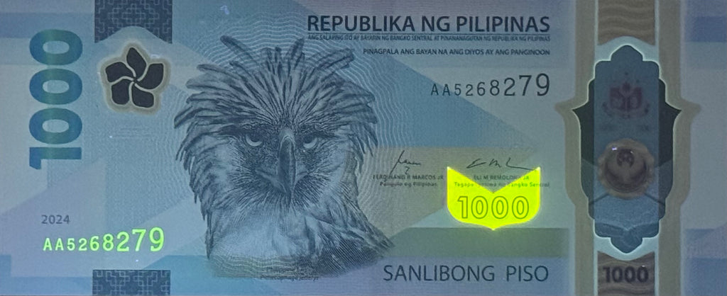 Philippines AA start prefix 1000 piso 2024 polymer B1108d UNC